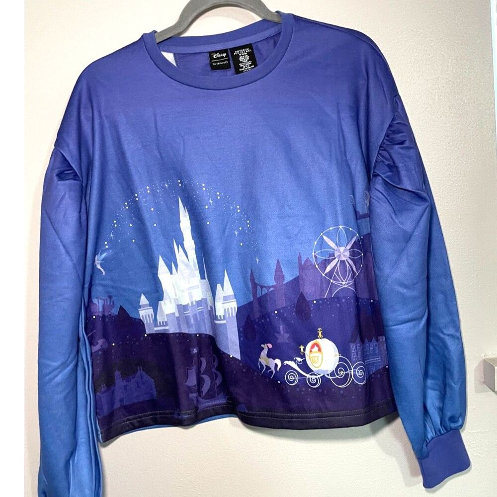 Disney Her Universe Cinderella sweatshirt puff drop sleeve Blue - Size Small NWT
